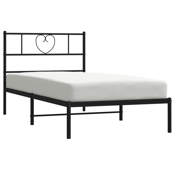 Metal Bed Frame With Headboard Black 107X203 Cm King Single Bed Frames
