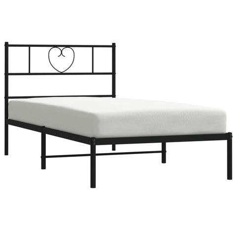 Metal Bed Frame With Headboard Black 107X203 Cm King Single Bed Frames