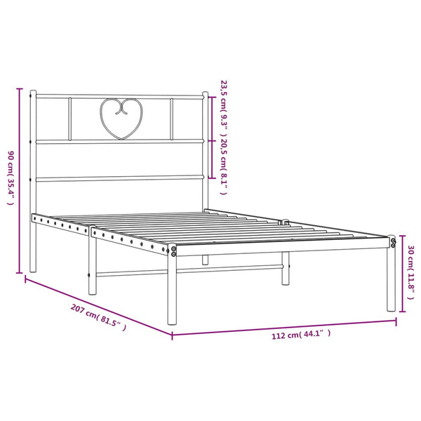 Metal Bed Frame With Headboard Black 107X203 Cm King Single Bed Frames