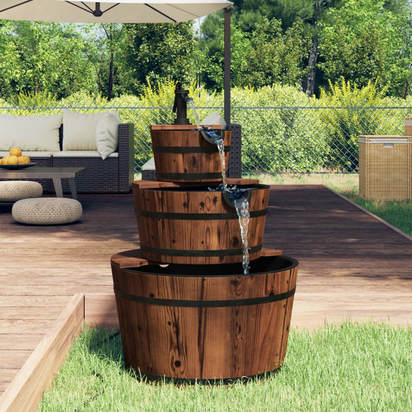 Vidaxl Water Fountain With Pump Solid Wood Fir Outdoor Fountains