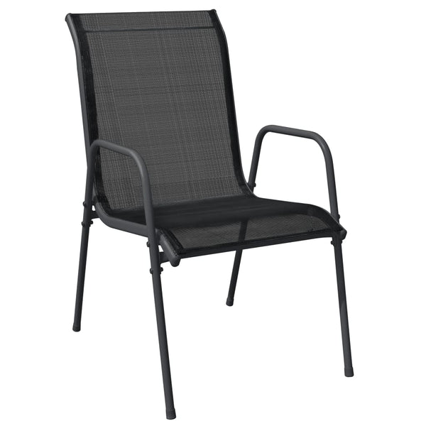 Vidaxl 7 Piece Garden Dining Set Black Steel And Textilene Outdoor Dining Sets