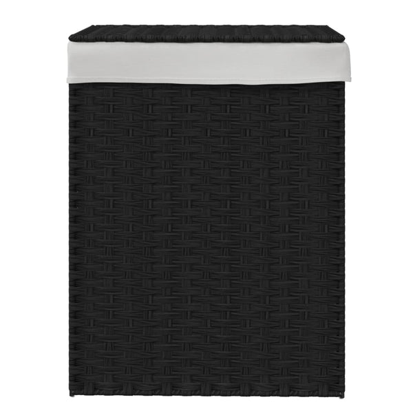 Vidaxl Laundry Basket With Lid Black 46X33x60 Cm Poly Rattan Laundry Baskets & Hampers