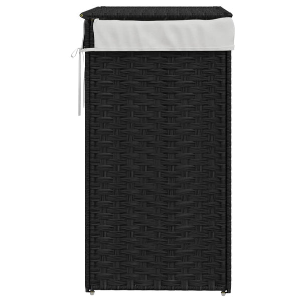 Vidaxl Laundry Basket With Lid Black 46X33x60 Cm Poly Rattan Laundry Baskets & Hampers