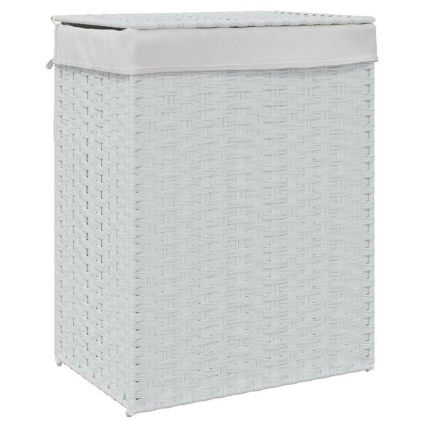 Vidaxl Laundry Basket With Lid White 46X33x60 Cm Poly Rattan Laundry Baskets & Hampers