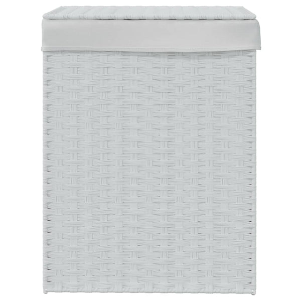 Vidaxl Laundry Basket With Lid White 46X33x60 Cm Poly Rattan Laundry Baskets & Hampers