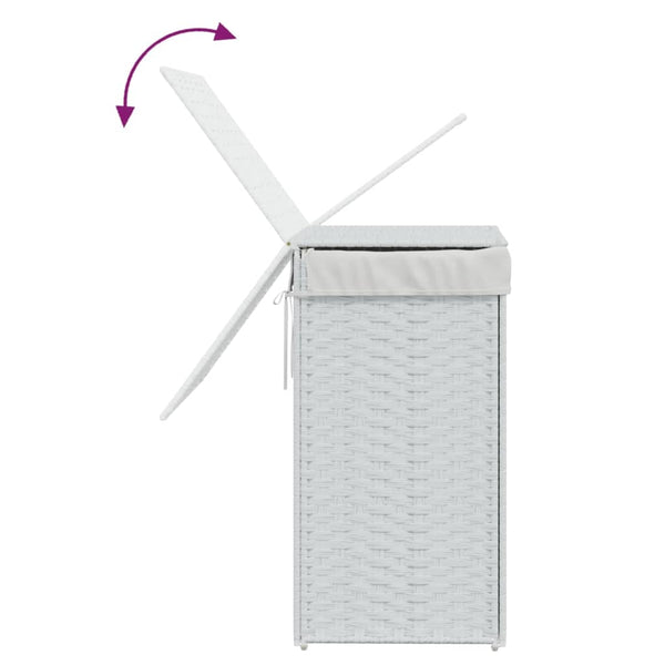 Vidaxl Laundry Basket With Lid White 46X33x60 Cm Poly Rattan Laundry Baskets & Hampers