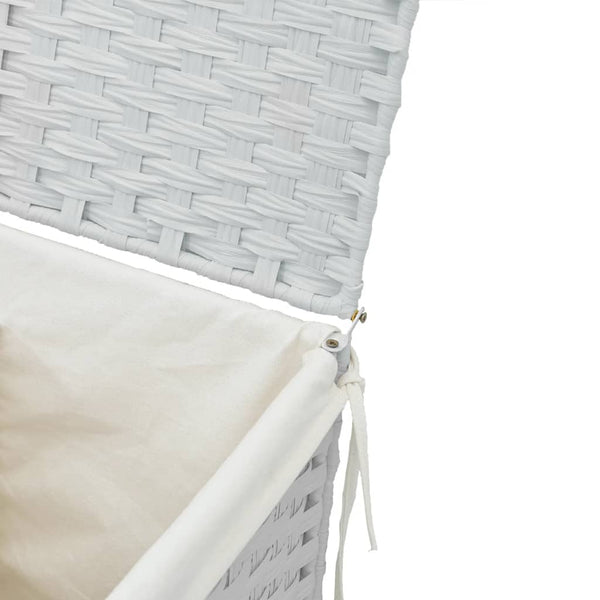Vidaxl Laundry Basket With Lid White 46X33x60 Cm Poly Rattan Laundry Baskets & Hampers