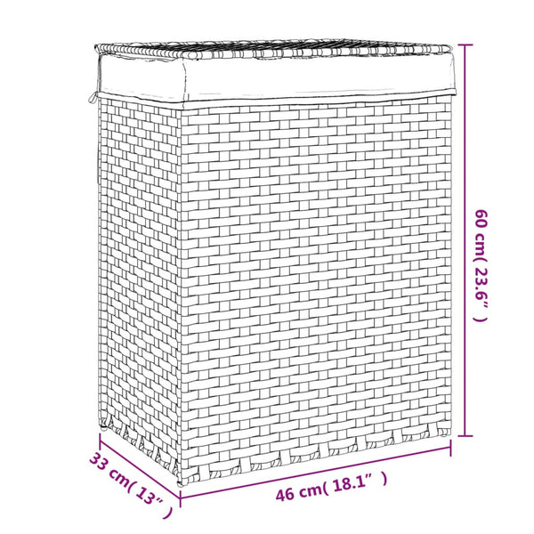 Vidaxl Laundry Basket With Lid White 46X33x60 Cm Poly Rattan Laundry Baskets & Hampers