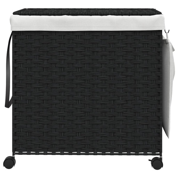 Vidaxl Laundry Basket With Wheels Black 60X35x60.5 Cm Rattan Laundry Baskets & Hampers