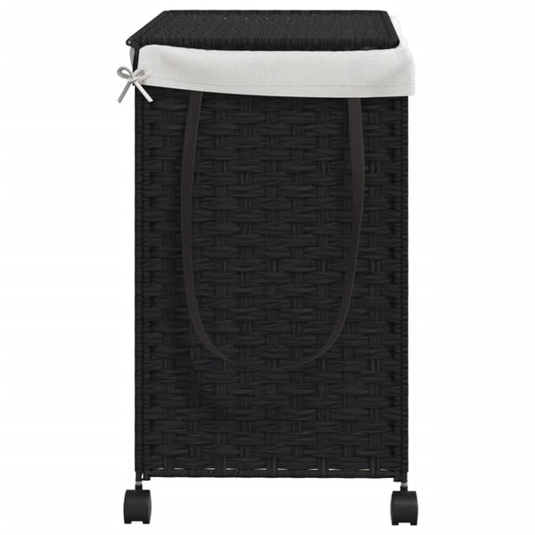 Vidaxl Laundry Basket With Wheels Black 60X35x60.5 Cm Rattan Laundry Baskets & Hampers