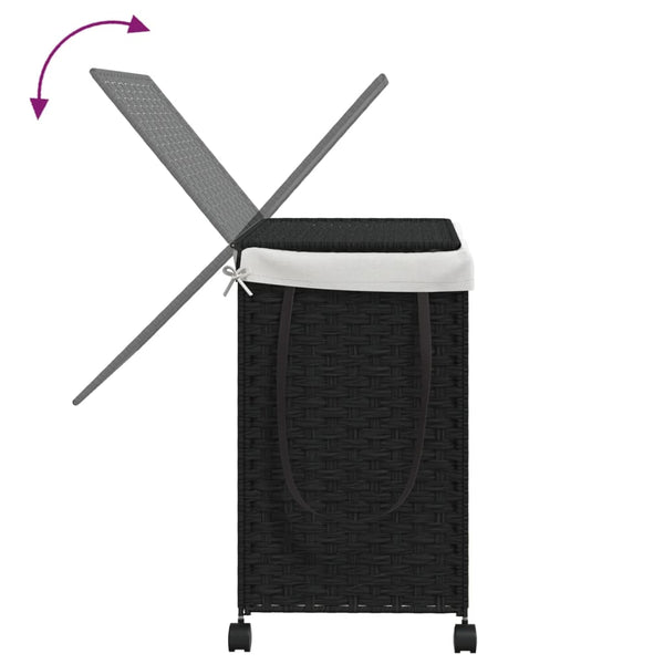 Vidaxl Laundry Basket With Wheels Black 60X35x60.5 Cm Rattan Laundry Baskets & Hampers
