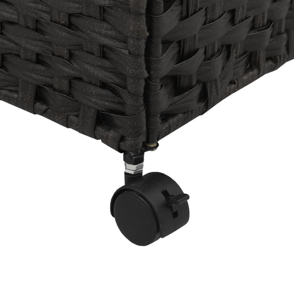 Vidaxl Laundry Basket With Wheels Black 60X35x60.5 Cm Rattan Laundry Baskets & Hampers