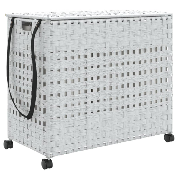 Vidaxl Laundry Basket With Wheels White 66X35x60 Cm Rattan Laundry Baskets & Hampers