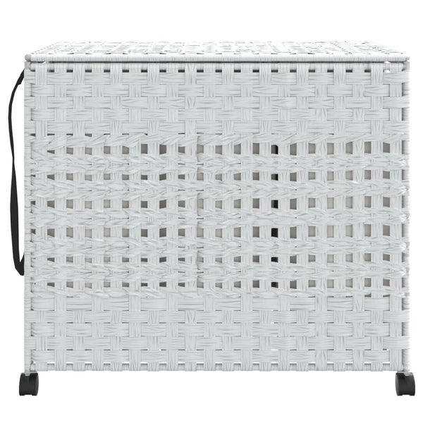 Vidaxl Laundry Basket With Wheels White 66X35x60 Cm Rattan Laundry Baskets & Hampers