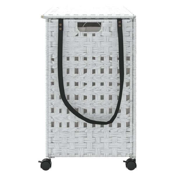Vidaxl Laundry Basket With Wheels White 66X35x60 Cm Rattan Laundry Baskets & Hampers