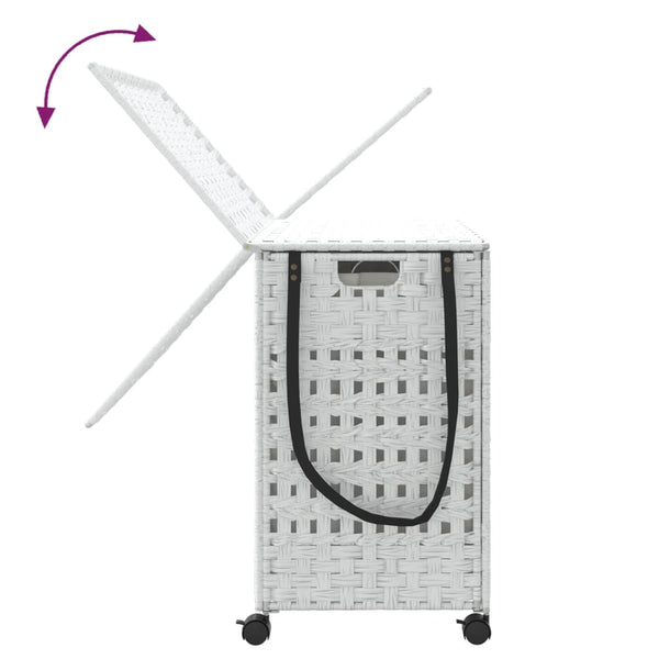 Vidaxl Laundry Basket With Wheels White 66X35x60 Cm Rattan Laundry Baskets & Hampers