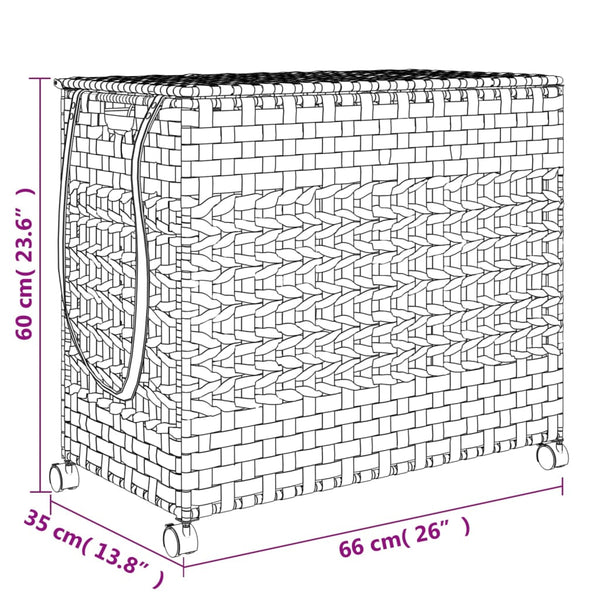Vidaxl Laundry Basket With Wheels White 66X35x60 Cm Rattan Laundry Baskets & Hampers