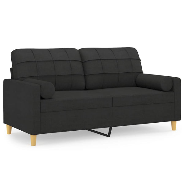2 Seater Sofa With Throw Pillows Black 140 Cm Fabric Sofas Armchairs & Couches