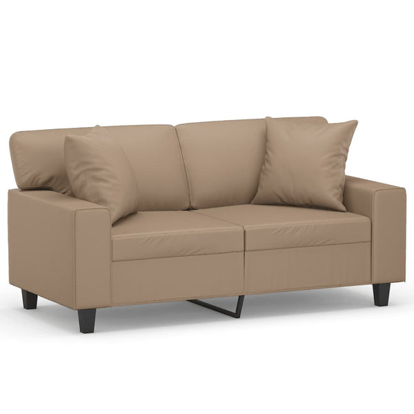 Vidaxl 2 Seater Sofa With Throw Pillows Cappuccino 120 Cm Faux Leather Sofas Armchairs & Couches