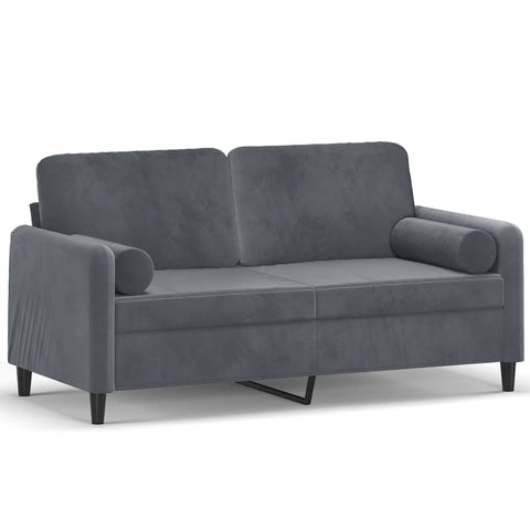 2 Seater Sofa With Throw Pillows Dark Grey 140 Cm Velvet Sofas Armchairs & Couches