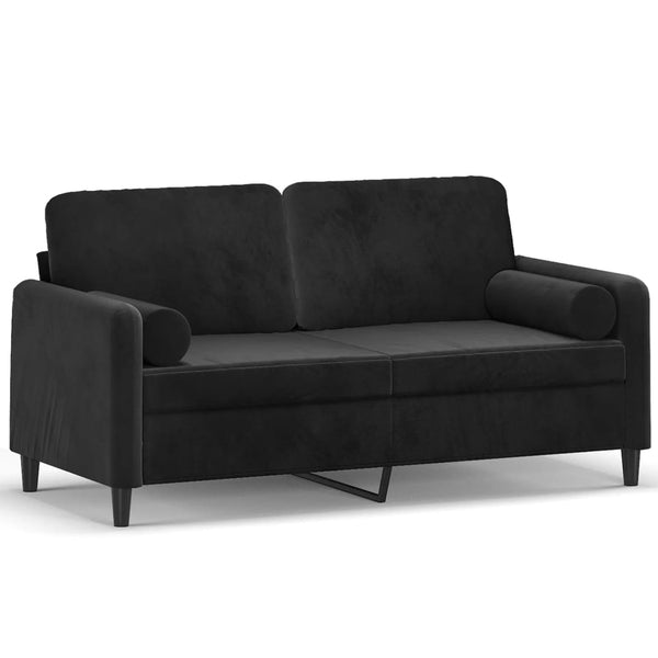 2 Seater Sofa With Throw Pillows Black 140 Cm Velvet Sofas Armchairs & Couches
