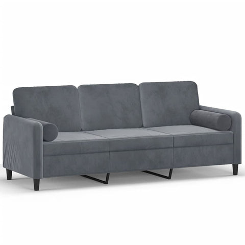 Sofas Armchairs & Couches 3 Seater Sofa With Throw Pillows Dark Grey 180 Cm Velvet