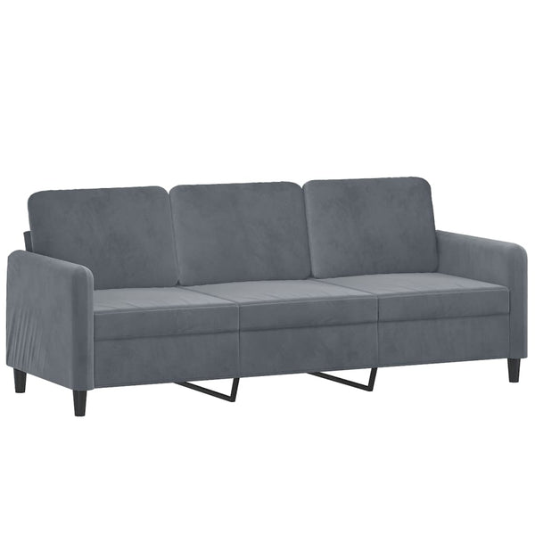 Sofas Armchairs & Couches 3 Seater Sofa With Throw Pillows Dark Grey 180 Cm Velvet