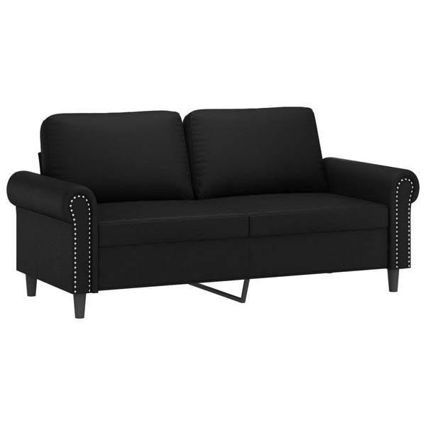 2 Seater Sofa With Throw Pillows Black 140 Cm Faux Leather Sofas Armchairs & Couches