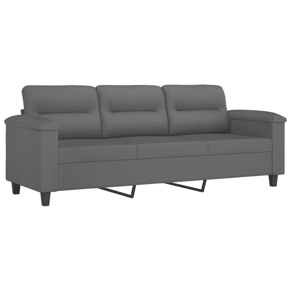 3 Seater Sofa With Pillows Dark Grey 180 Cm Microfibre Fabric Sofas Armchairs & Couches
