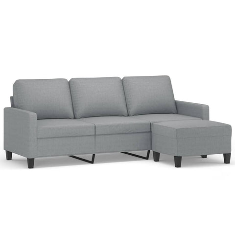 3 Seater Sofa With Footstool Light Grey 180 Cm Fabric Sofas Armchairs & Couches