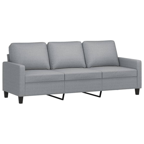 3 Seater Sofa With Footstool Light Grey 180 Cm Fabric Sofas Armchairs & Couches