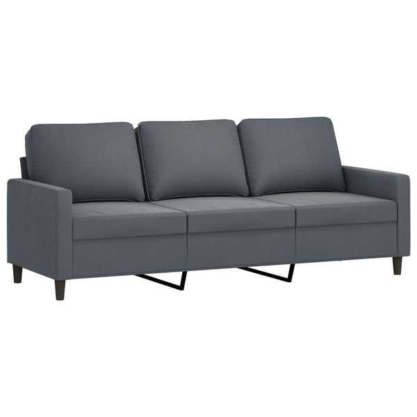 3 Seater Sofa With Footstool Dark Grey 180 Cm Velvet Sofas Armchairs & Couches