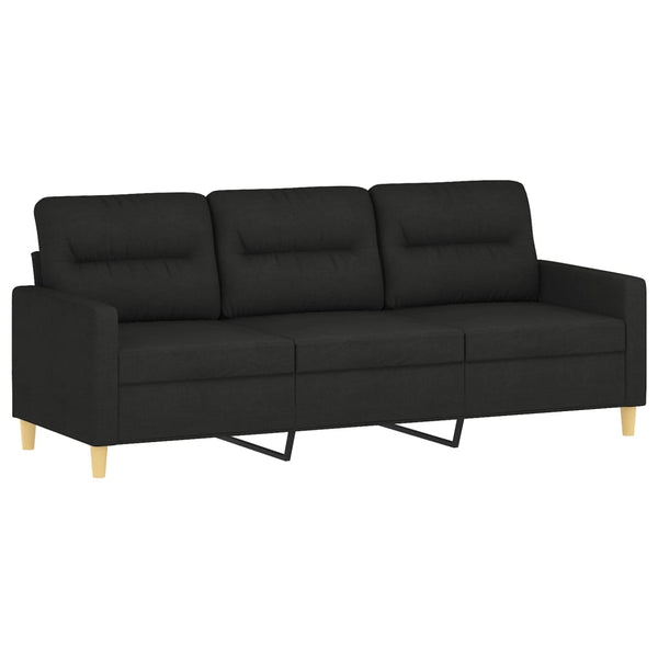3 Seater Sofa With Footstool Black 180 Cm Fabric Sofas Armchairs & Couches