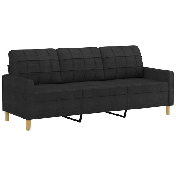 2 Piece Sofa Set With Cushions Black Fabric Sofas Armchairs & Couches