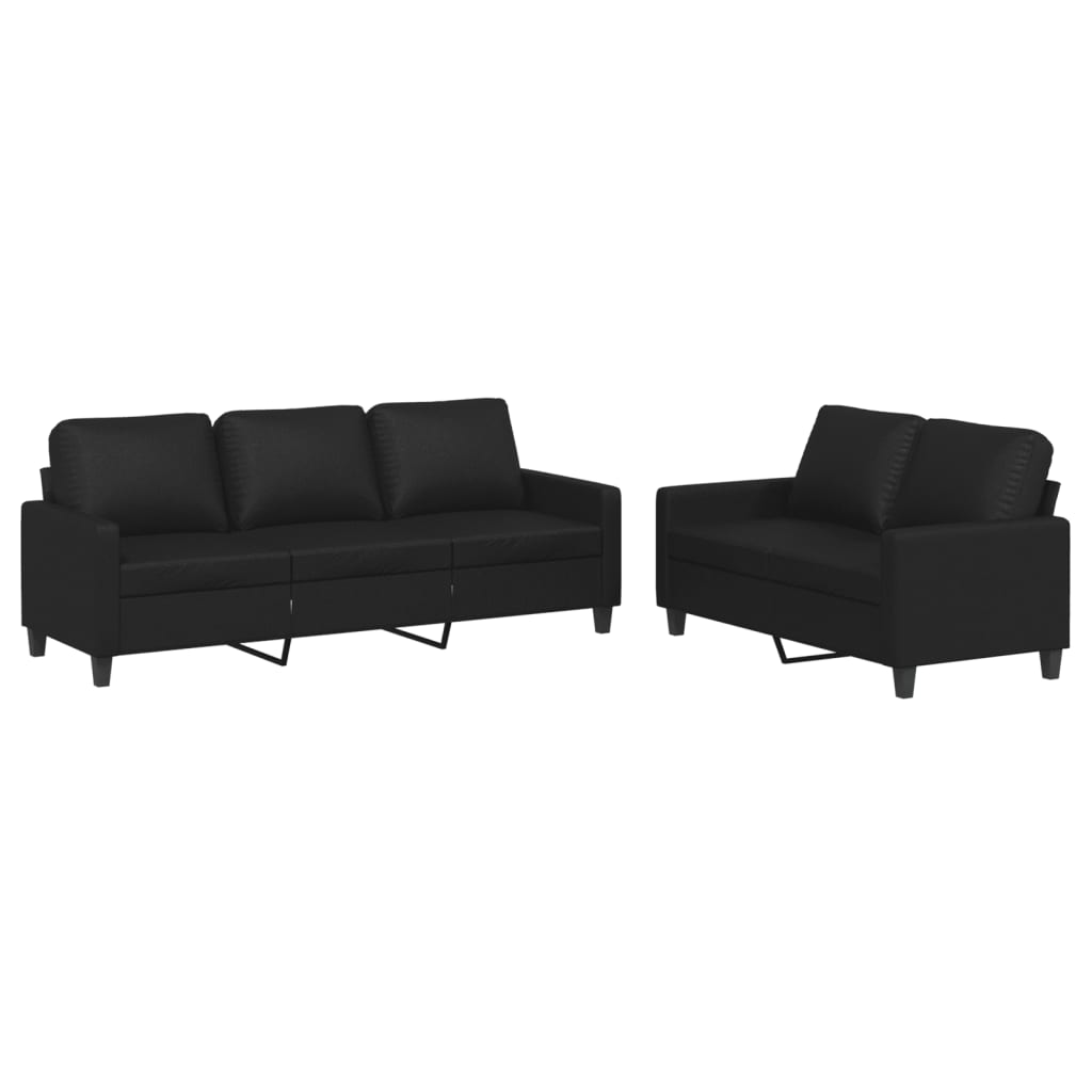 Sofas Armchairs & Couches 2 Piece Sofa Set With Cushions Black Faux Leather