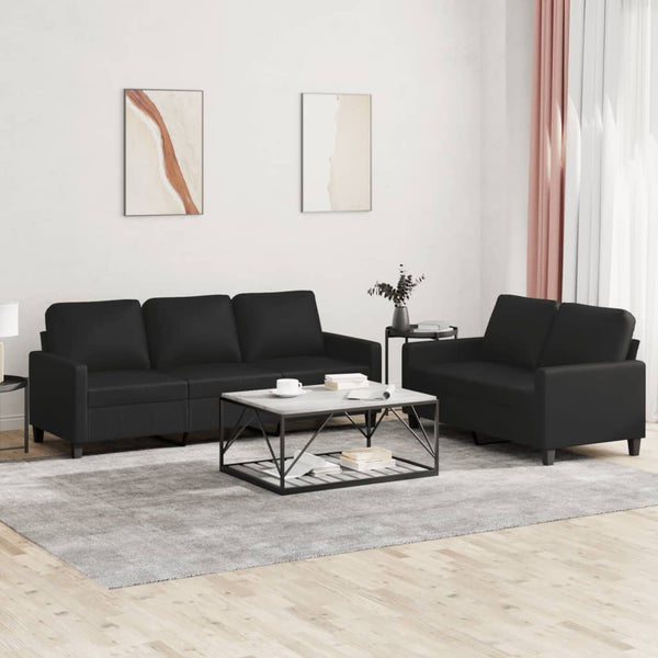 Sofas Armchairs & Couches 2 Piece Sofa Set With Cushions Black Faux Leather