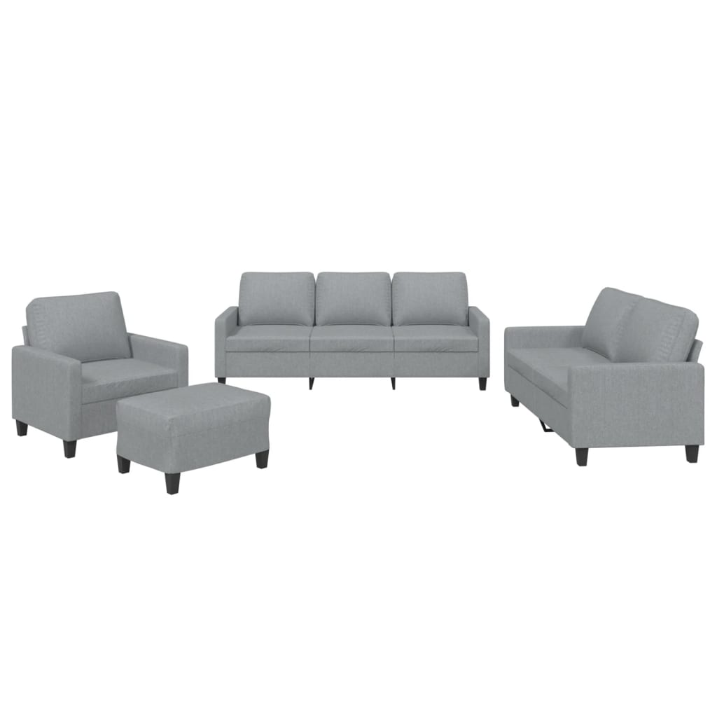 4 Piece Sofa Set With Cushions Light Grey Fabric Sofas Armchairs & Couches
