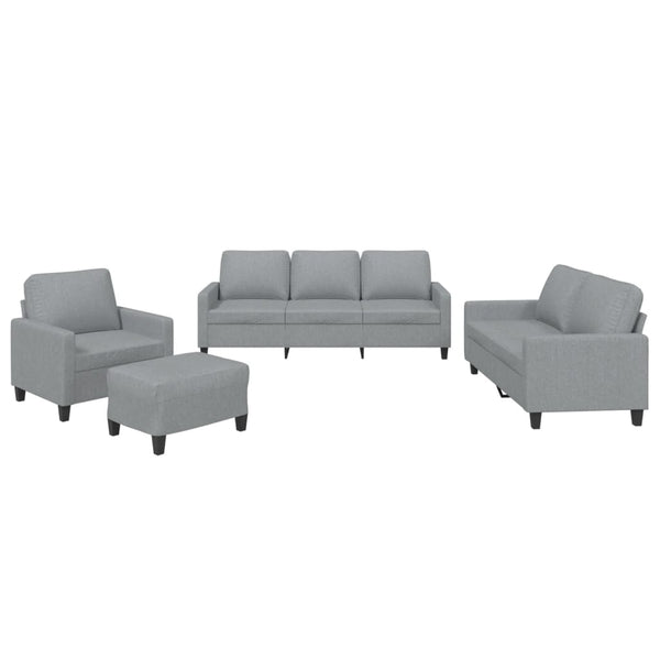 4 Piece Sofa Set With Cushions Light Grey Fabric Sofas Armchairs & Couches