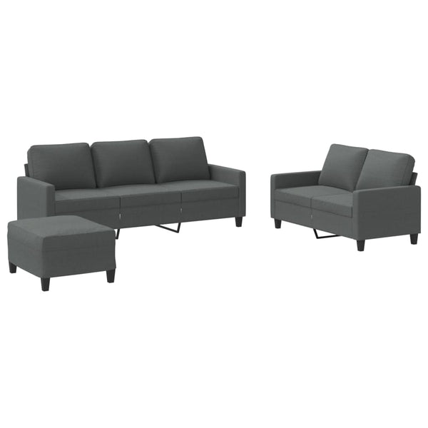 Vidaxl 3 Piece Sofa Set With Cushions Dark Grey Fabric Sofas Armchairs & Couches