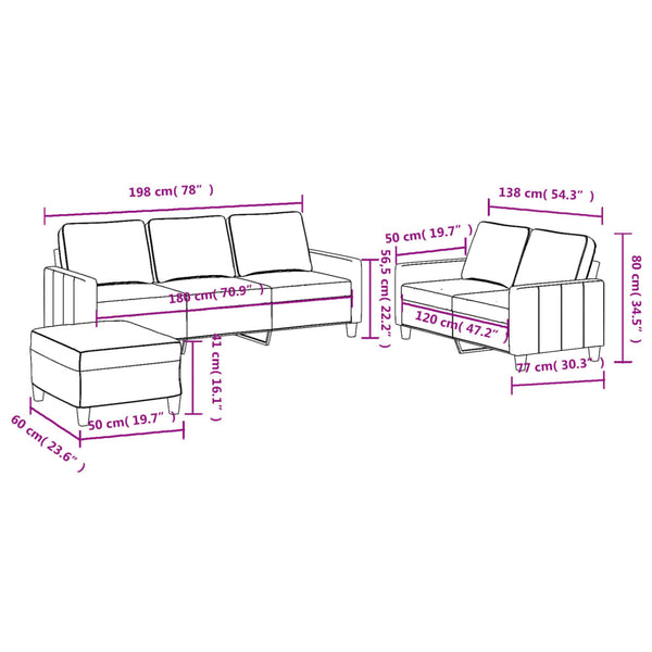 Vidaxl 3 Piece Sofa Set With Cushions Dark Grey Fabric Sofas Armchairs & Couches