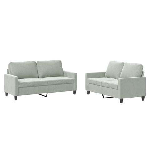 2 Piece Sofa Set With Cushions Light Grey Velvet Sofas Armchairs & Couches