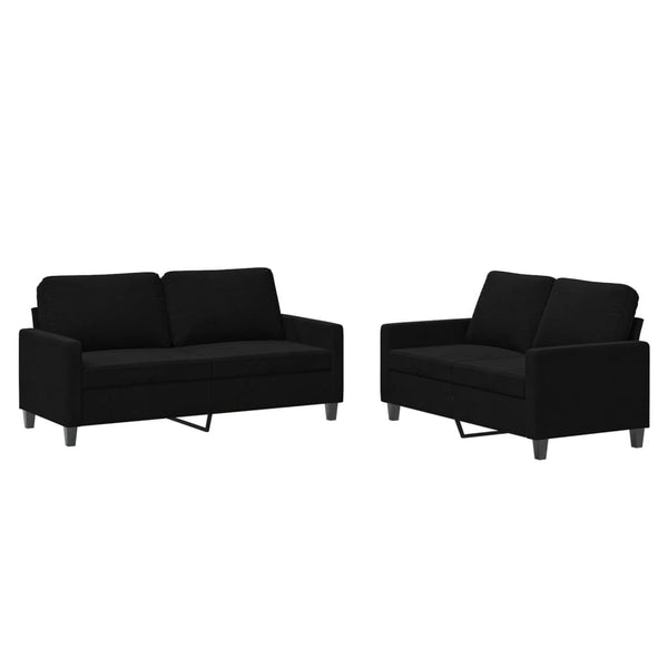 2 Piece Sofa Set With Cushions Black Velvet Sofas Armchairs & Couches