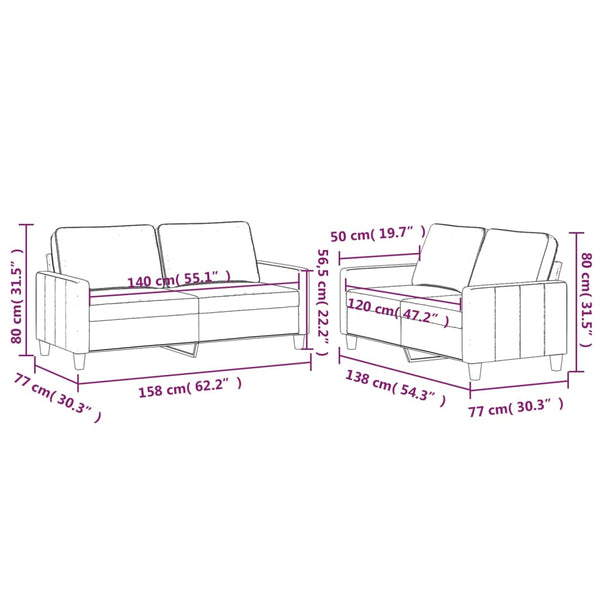 2 Piece Sofa Set With Cushions Black Velvet Sofas Armchairs & Couches