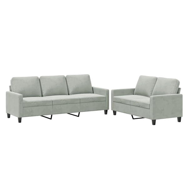 Vidaxl 2 Piece Sofa Set With Cushions Light Grey Velvet Sofas Armchairs & Couches