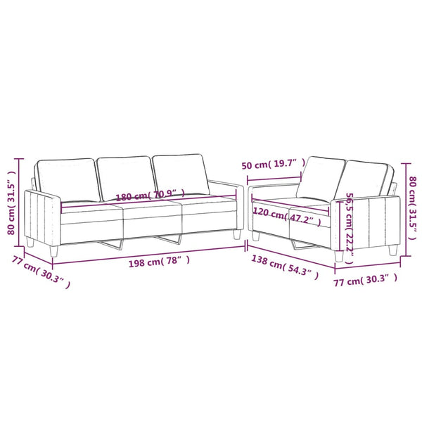 Vidaxl 2 Piece Sofa Set With Cushions Light Grey Velvet Sofas Armchairs & Couches