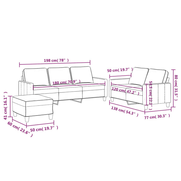 Vidaxl 3 Piece Sofa Set With Cushions Light Grey Velvet Sofas Armchairs & Couches