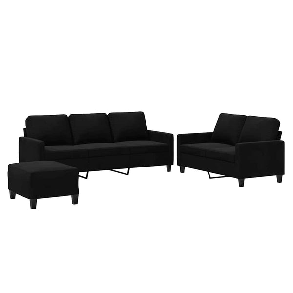 Vidaxl 3 Piece Sofa Set With Cushions Black Velvet Sofas Armchairs & Couches