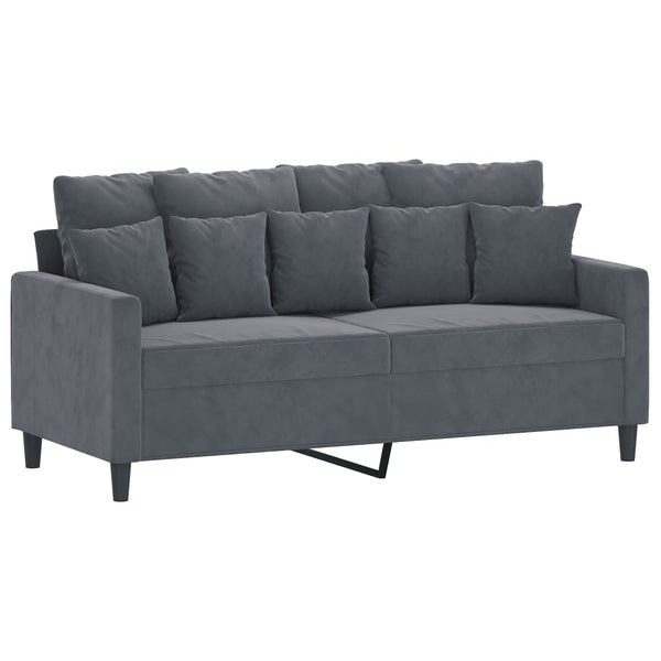 Vidaxl 2 Piece Sofa Set With Cushions Dark Grey Velvet Sofas Armchairs & Couches