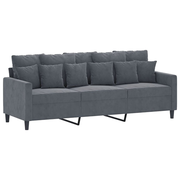 Vidaxl 3 Piece Sofa Set With Cushions Dark Grey Velvet Sofas Armchairs & Couches
