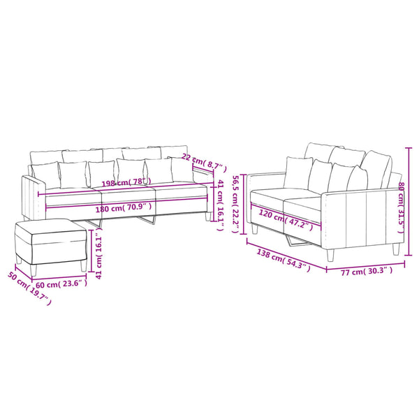 Vidaxl 3 Piece Sofa Set With Cushions Dark Grey Velvet Sofas Armchairs & Couches
